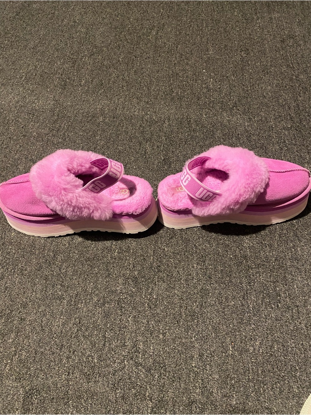 UGG Pink Shearling Slingback Platform Mules - Picture 2 of 6